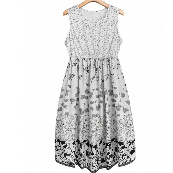 Plus Floral Print Tank summer Cottagecore Dress - Picture 5 of 8